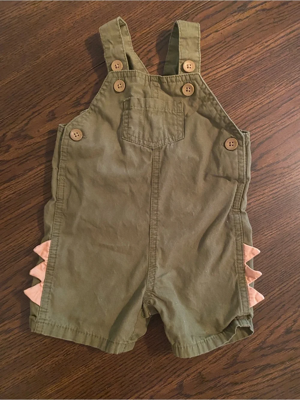 Carter's Olive Green Toddler Overalls with orange Side Spikes
